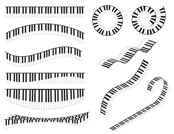 Teclados para piano Línea Diferentes Tipos Forma Conjunto. Vector — Archivo Imágenes Vectoriales