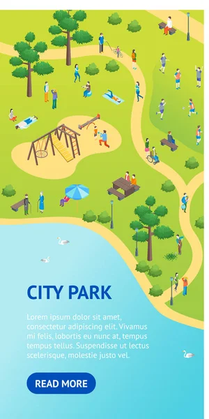 公共公园概念卡海报横幅宣传。向量 — 图库矢量图片
