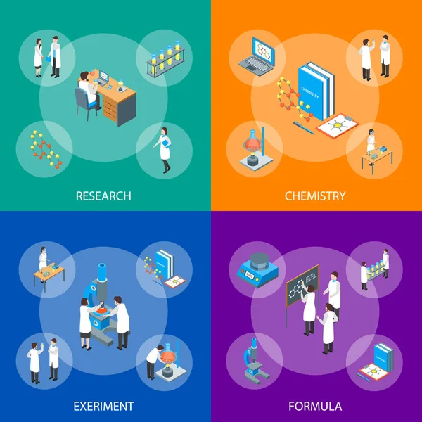 Science Chemical Pharmaceutical 3d Banner Set Isometric View. Vektori — vektorikuva