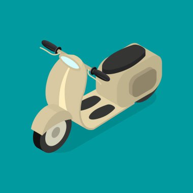 Taşıma scooter 3D Izometrik görünüm mavi. Vektör