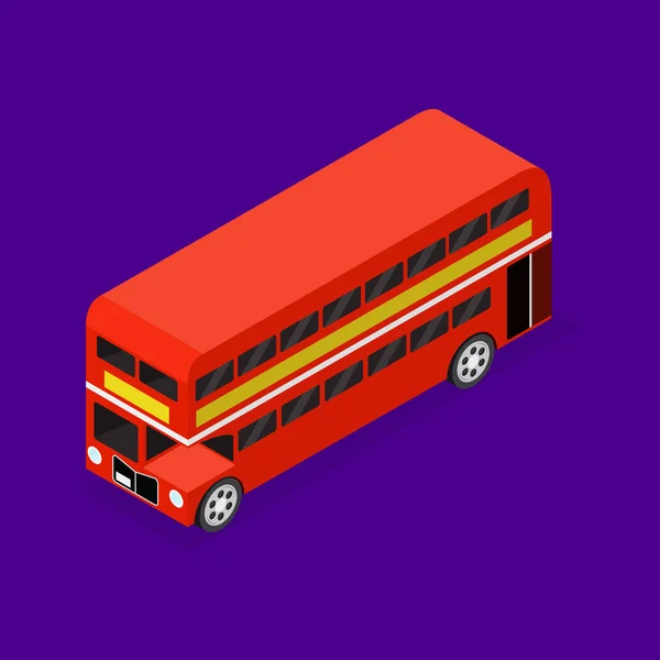 Transporte Red Bus 3d vista isométrica. Vector — Vector de stock