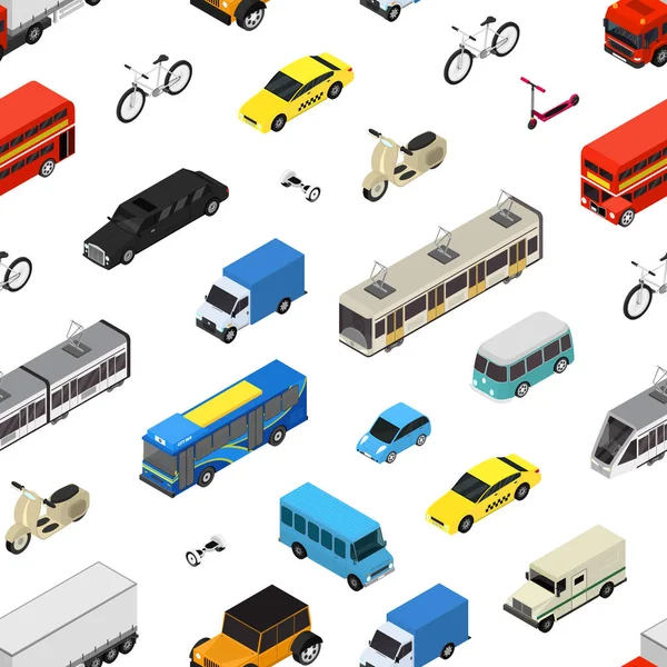 Transport Car 3d Seamless Pattern Background Isometric View. Vector — Stock Vector