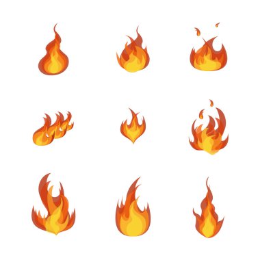 Karikatür Campfire farklı türleri beyaz ayarlayın. Vektör