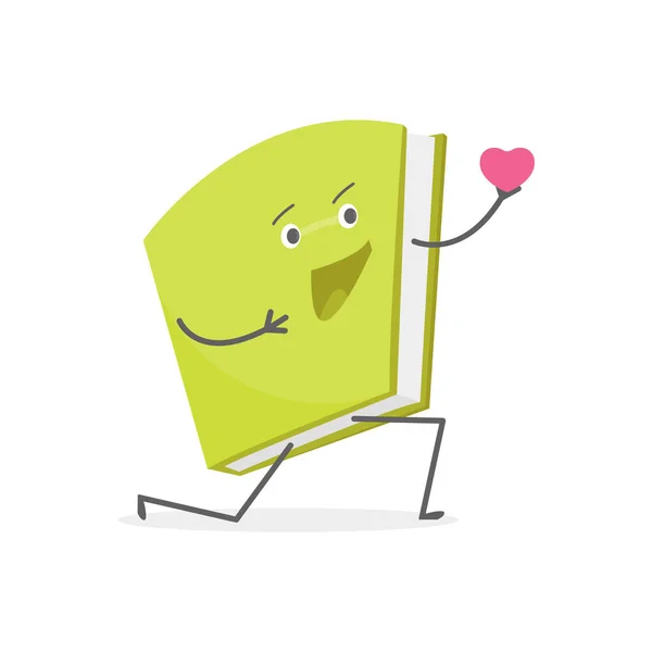 Cartoon Color kochający książka emoji charakter osoby. Wektor — Wektor stockowy