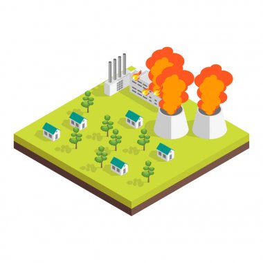 Doğa Afet Kavramı 3d İzometrik Görünüm. Vektör