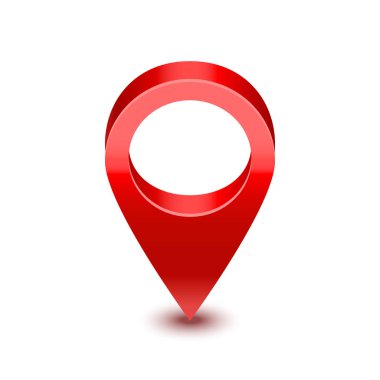 Gerçekçi detaylı 3D kırmızı harita pointer pin. Vektör