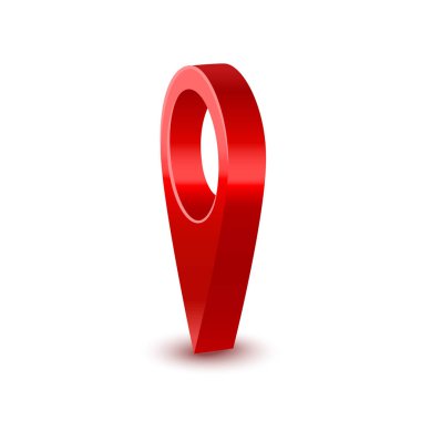 Gerçekçi detaylı 3D kırmızı harita pointer pin. Vektör