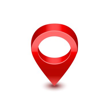 Gerçekçi detaylı 3D kırmızı harita pointer pin. Vektör