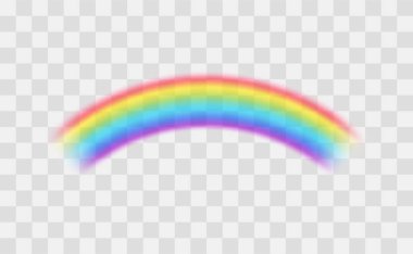 Şeffaf bir arka planda gerçekçi detaylı 3D gökkuşağı. Vektör