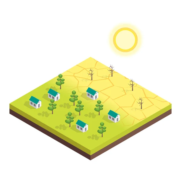 Nature Disaster Concept 3d Isometric View. Vector — Stock Vector