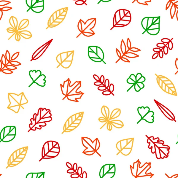 Leaf Signs Thin Line Seamless Pattern Background (en inglés). Vector — Vector de stock