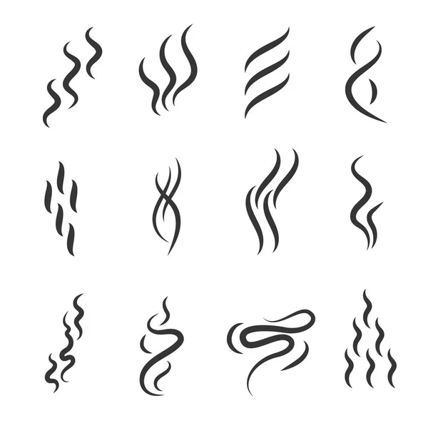 Segni di odore Black Thin Line Icon Set. Vettore — Vettoriale Stock