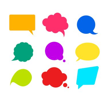 Renk Mockup Retro Konuşma Kabarcıklar Set. Vektör