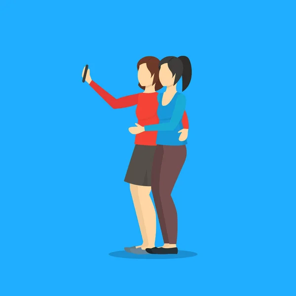 Personnages de bande dessinée People Takes Selfie Concept. Vecteur — Image vectorielle