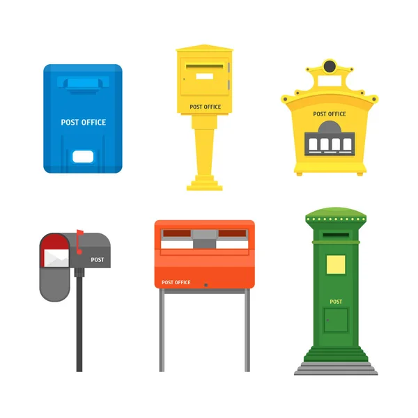 Cartoon Color Mail Box Isolated Set. Vector — Stock Vector