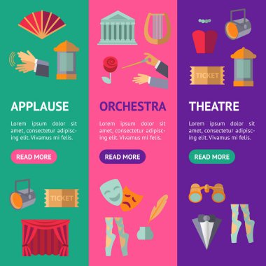 Karikatür Tiyatrosu Oyunculuk Performans Afiş Vecrtical Set. Vektör