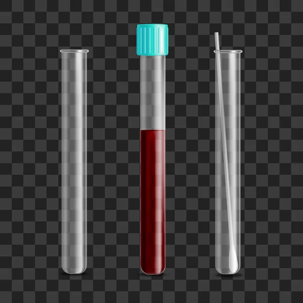 Realista 3d Detallado conjunto de tubos de análisis de sangre. Vector — Vector de stock