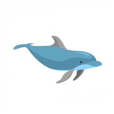 Çizgi Film Karakteri Komik Yunus Bir Beyaz. Vektör