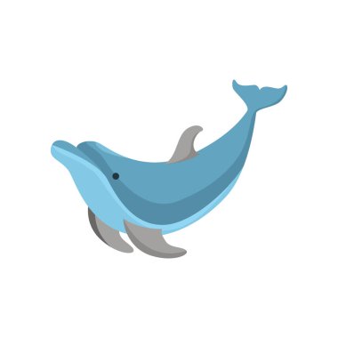 Çizgi Film Karakteri Komik Yunus Bir Beyaz. Vektör