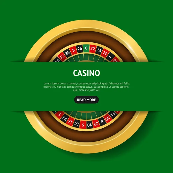 Realista detallado 3d Ronda Casino Ruleta Banner Card. Vector — Archivo Imágenes Vectoriales