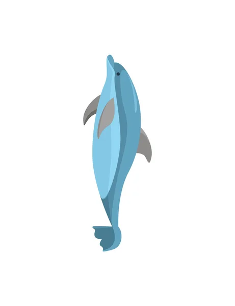 Personaje de dibujos animados Divertido Delfín en un Blanco. Vector — Vector de stock