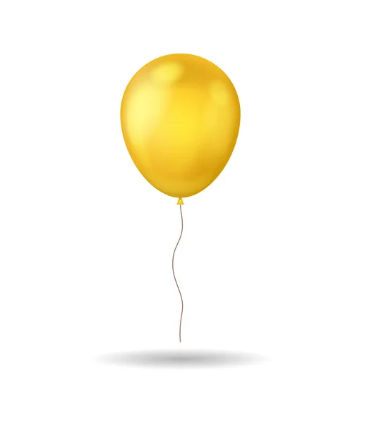 Balão 3D Dourado Realista Detalhado em um Branco. Vetor — Vetor de Stock