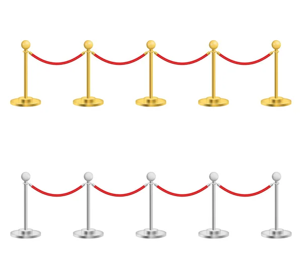 Realistic Detailed 3d Gold and Silver Barriers. Vector — Stock Vector