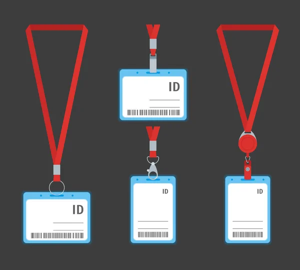 Cartões de identificação de plástico dos desenhos animados em um fundo cinza. Vetor — Vetor de Stock