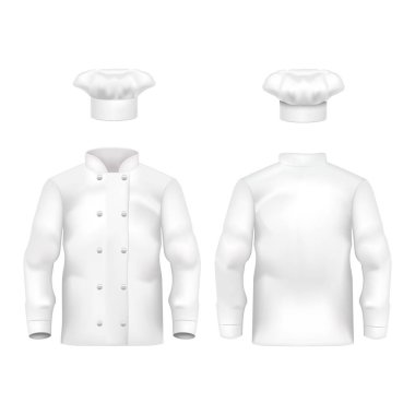 Gerçekçi Detaylı 3d Beyaz Boş Mutfak Giyim Şablonu Mockup Set. Vektör