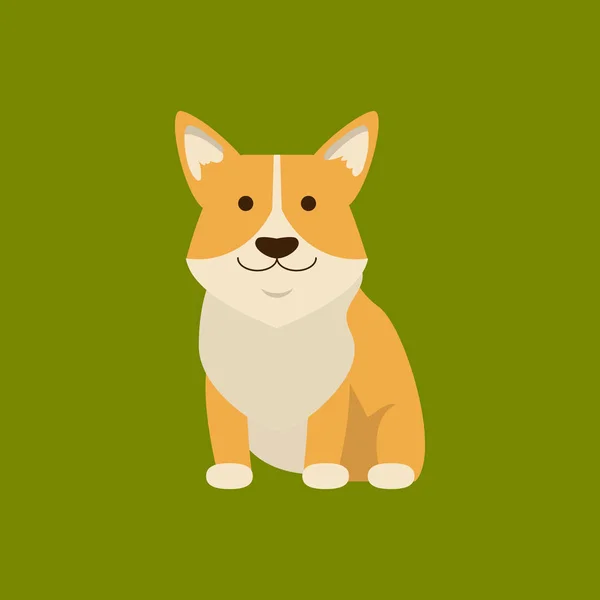 Kreslený znak Welsh Corgi na zeleném. Vektorové — Stockový vektor