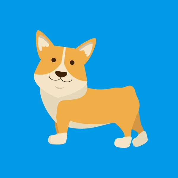 Cartoon Character Welsh Corgi Sideways View. Vector — Stock Vector