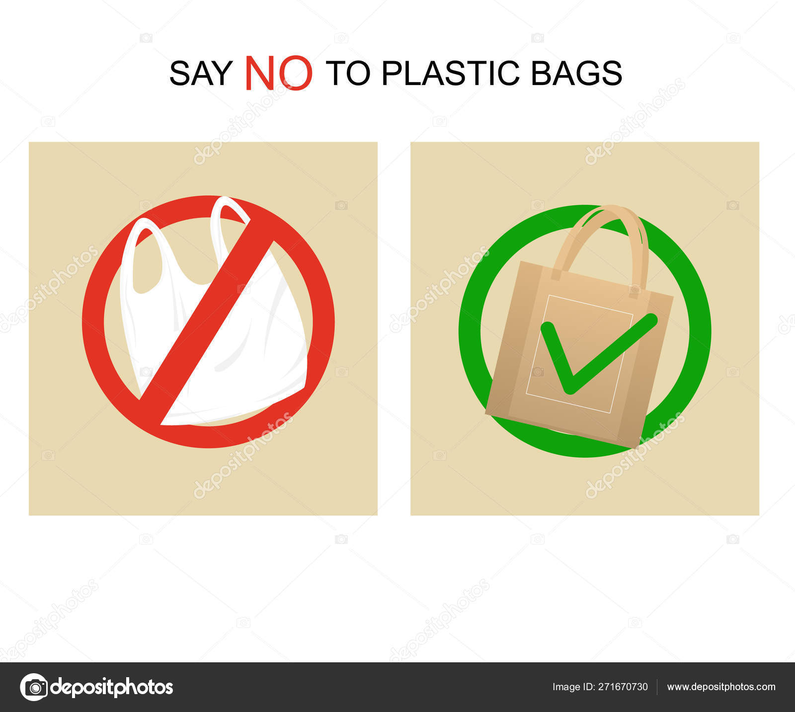 Say no Plastic Bags Card Poster Banner. Vector — Stock Vector ...