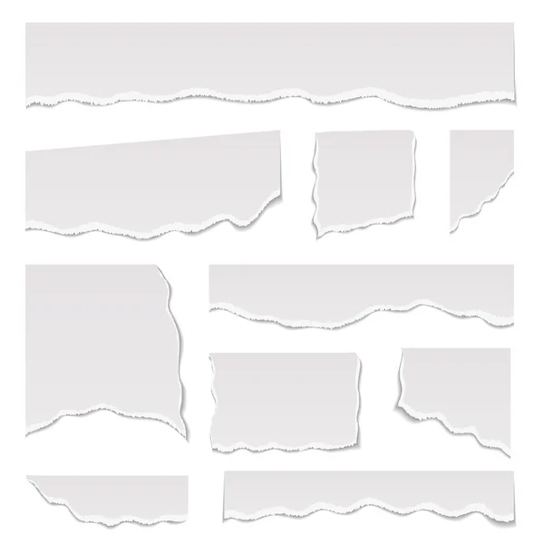 Realista detallado 3d blanco desgarrado Notebook Paper Set. Vector — Vector de stock