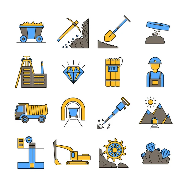 Diamond Mining Signs Color Icon Set. Vetor —  Vetores de Stock