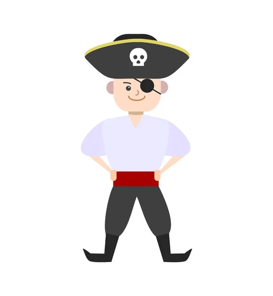 Cartoon Halloween Kid Costume Brave Pirate. Vector — Stock Vector