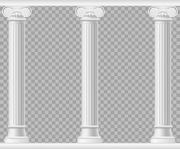 Realistic Detailed 3d White Blank Ionic Column Template Mockup Set. Vector