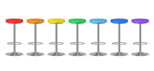 Juego de taburetes de barra de color 3d detallados realistas. Vector — Vector de stock