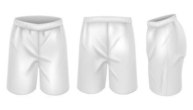 Gerçekçi Detaylı 3d Beyaz Boş Kısa Kollu Şablon Mockup Set. Vektör