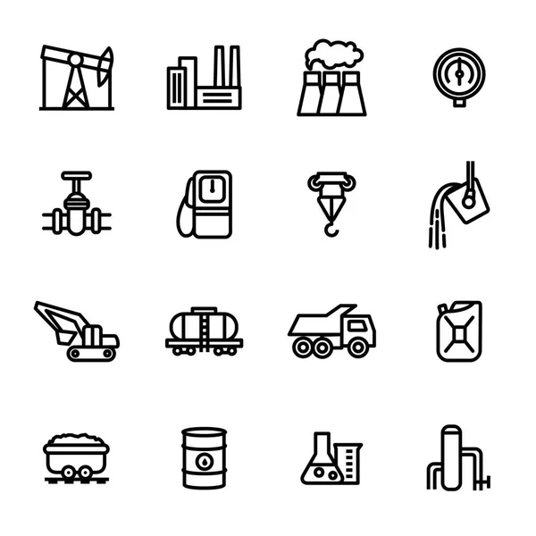 Panneaux industriels lourds Black Thin Line Icon Set. Vecteur — Image vectorielle