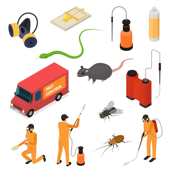 Pest Control teken 3D Icon set isometrische weergave. Vector — Stockvector