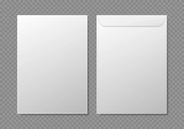 Realistiska detaljerad 3d vita tomma kuvert mall Mockup uppsättning. Vektor — Stock vektor