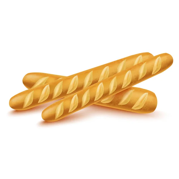 Ensemble de baguette française détaillé 3d réaliste. Vecteur — Image vectorielle