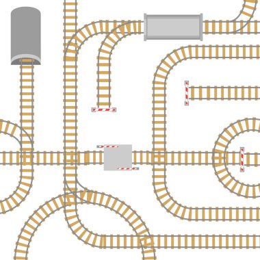 Demiryolu elemanları parçaları Dikişsiz desen arka plan. Vektör