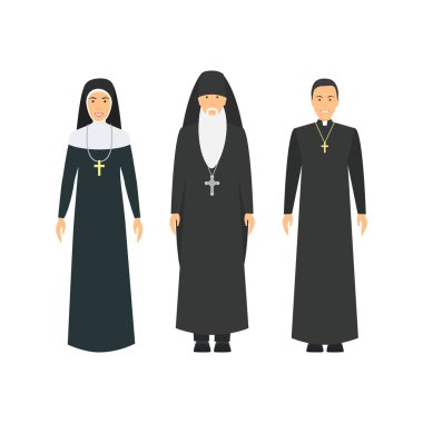 Karikatür karakterler Hıristiyanlar din Insanlar farklı türleri ayarlayın. Vektör