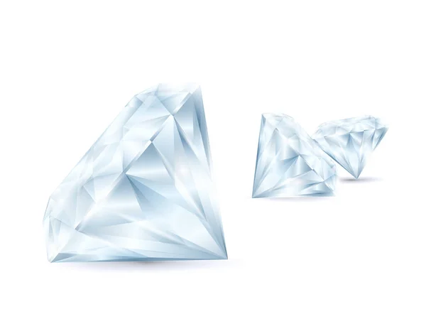 Ρεαλιστική λεπτομερής 3D λαμπερό φωτεινό διαμάντι σετ. Διάνυσμα — Διανυσματικό Αρχείο