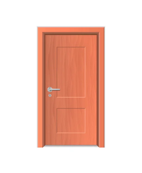 Realistyczne szczegółowe 3D drewniane drzwi izolowane na białym. Wektor — Wektor stockowy