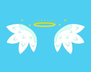 Mavi Arka Plan Karikatür Angel Wings. Vektör