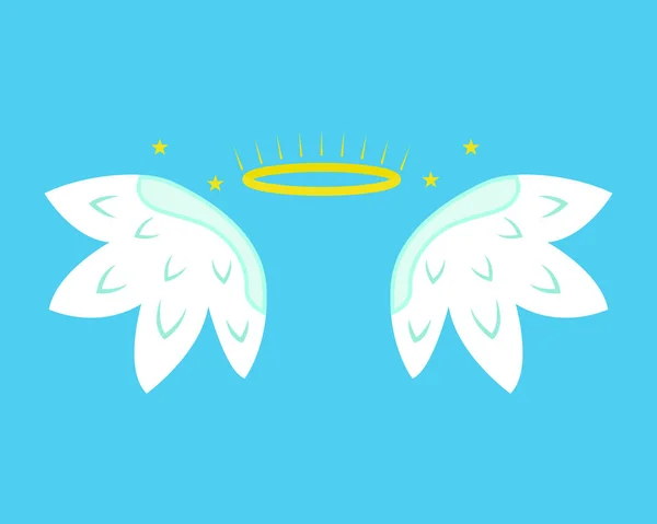 Kreslená andělská křídla na modrém pozadí. Vektorové — Stockový vektor