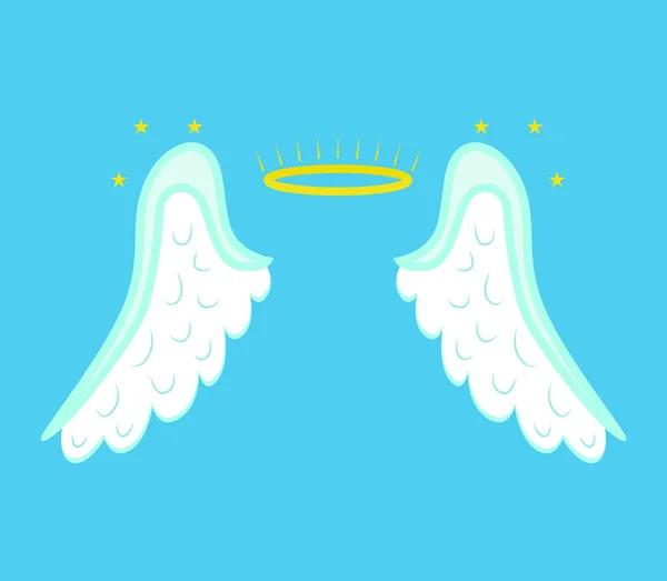 Alas de ángel de dibujos animados sobre un fondo azul. Vector — Vector de stock