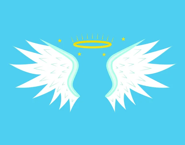 Alas de ángel de dibujos animados sobre un fondo azul. Vector — Vector de stock